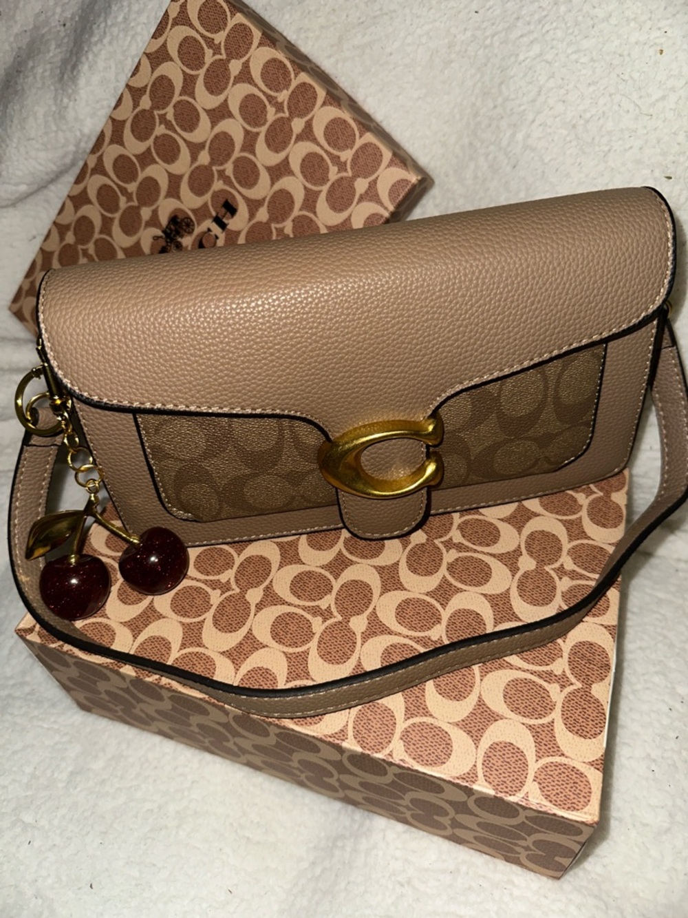 Coach Taupe/Brown Signature Canvas Crossbody with Gold 'C' Hardware - Picture 5 of 9